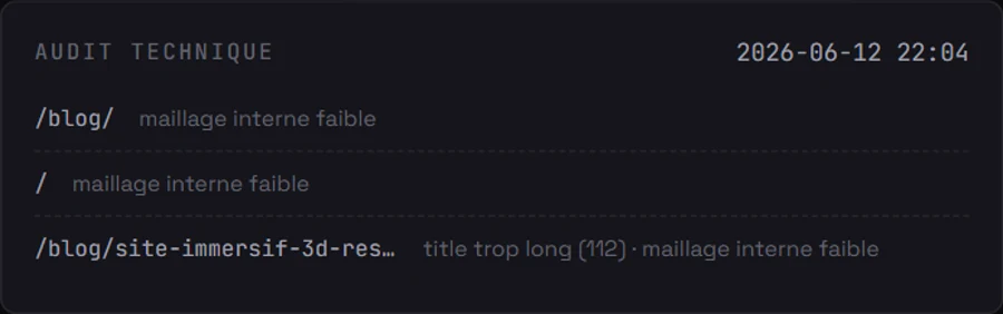 AUTORANK — audit technique nocturne